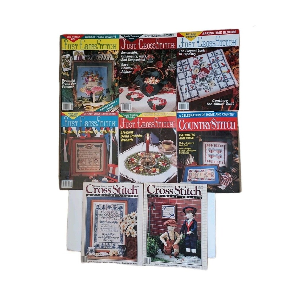 Vintage Cross Stitch Magazines - Lot of 8 - Crafts - 1980s & 1990s